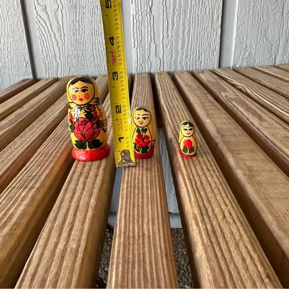Russian Nesting Dolls Set 3 Matryoshka Peasant Doll Wooden Wood Vintage Russia - Picture 3 of 11